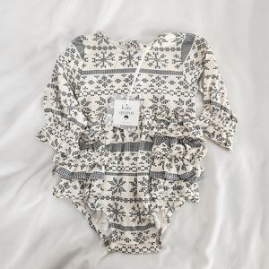Kate Quinn NWT 6-12 month fair isle bamboo ruffle bubble romper